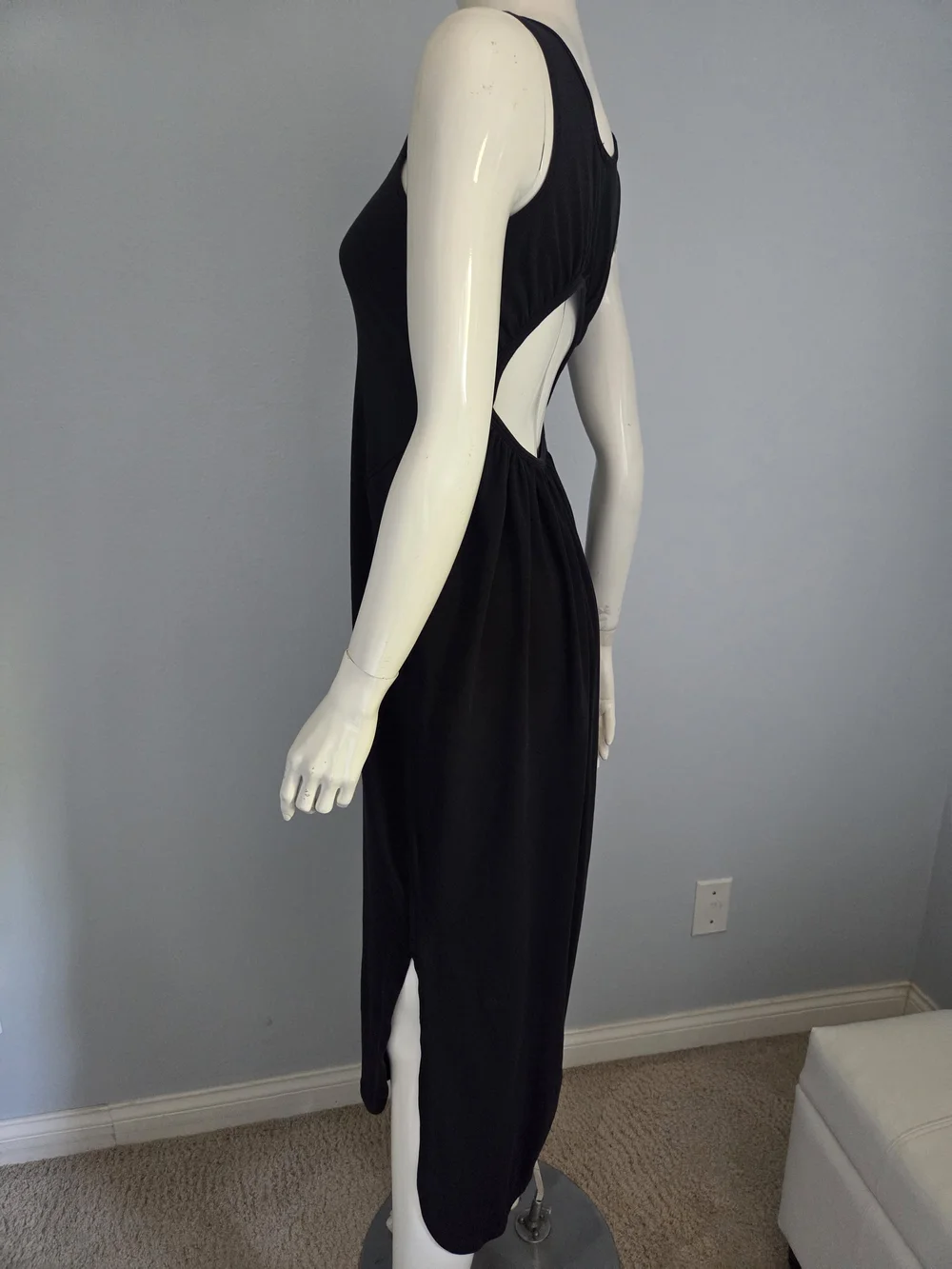 Lululemon Pima Cotton Black Midi Sleeveless Tank Cutout Back Dress Size 4